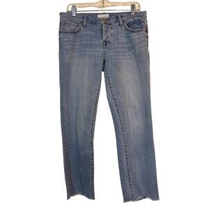 LOFT Boyfriend Cropped Raw Hem Skinny Ankle Jeans, Light Wash, Size 4